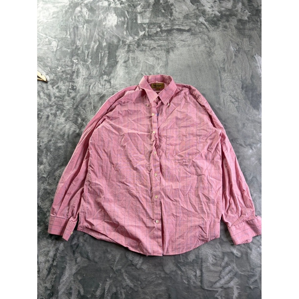 Paul‎ Stuart Men's XL Dress Shirt Pink Check Button Down Made in Italy Cotton